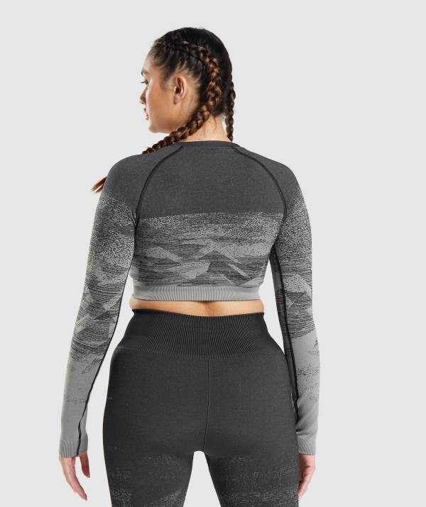 Damske Crop Top Gymshark Adapt Ombre Čierne | DF7513940